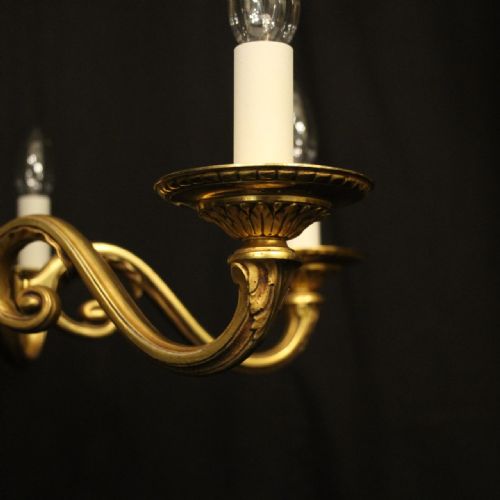 FRENCH GILDED BRONZE 6 LIGHT ANTIQUE CHANDELIER - ADDITIONAL PHOTO 2