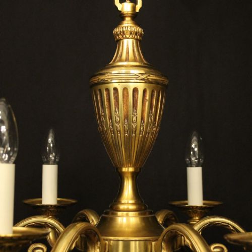 FRENCH GILDED BRONZE 6 LIGHT ANTIQUE CHANDELIER - ADDITIONAL PHOTO 6