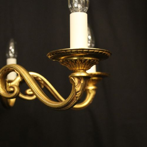 FRENCH GILDED BRONZE 6 LIGHT ANTIQUE CHANDELIER - ADDITIONAL PHOTO 7