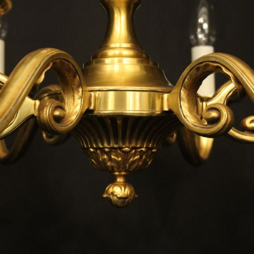 FRENCH GILDED BRONZE 6 LIGHT ANTIQUE CHANDELIER - ADDITIONAL PHOTO 8