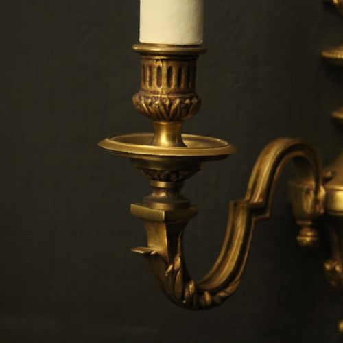 FRENCH PAIR OF GILDED TWIN ARM ANTIQUE WALL LIGHTS - ADDITIONAL PHOTO 8