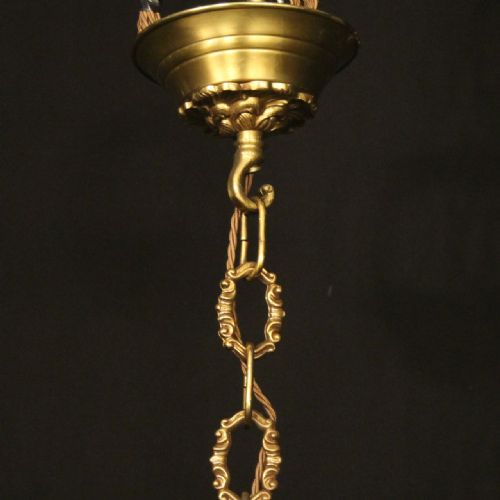 ITALIAN GILDED BRONZE 6 LIGHT ANTIQUE CHANDELIER - ADDITIONAL PHOTO 9