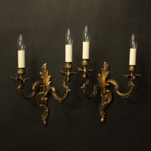 french pair of gilded antique wall lights - CATEGORY: ANTIQUE LIGHTING - DATED 1920