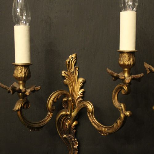 FRENCH PAIR OF GILDED ANTIQUE WALL LIGHTS - ADDITIONAL PHOTO 2