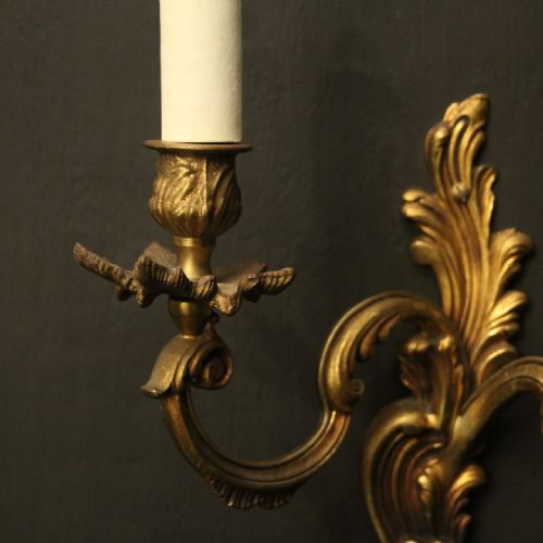 FRENCH PAIR OF GILDED ANTIQUE WALL LIGHTS - ADDITIONAL PHOTO 5