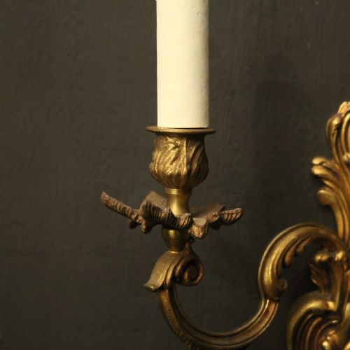 FRENCH PAIR OF GILDED ANTIQUE WALL LIGHTS - ADDITIONAL PHOTO 6