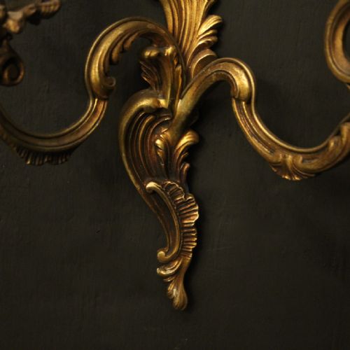 FRENCH PAIR OF GILDED ANTIQUE WALL LIGHTS - ADDITIONAL PHOTO 7