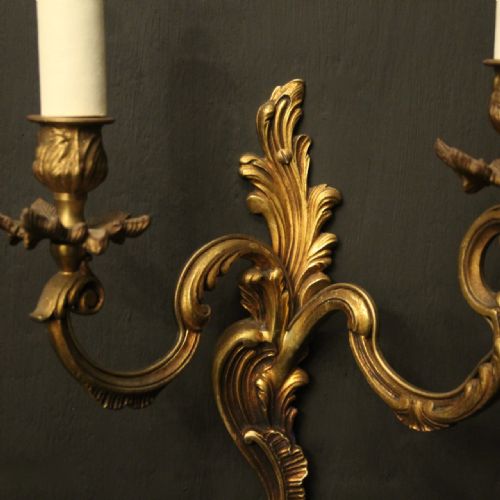 FRENCH PAIR OF GILDED ANTIQUE WALL LIGHTS - ADDITIONAL PHOTO 8