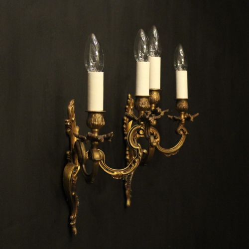 FRENCH PAIR OF GILDED ANTIQUE WALL LIGHTS - ADDITIONAL PHOTO 9