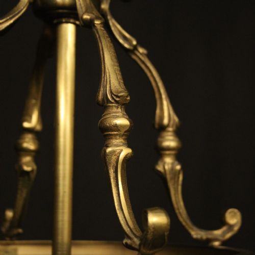 FRENCH GILDED BRASS TRIPLE LIGHT ANTIQUE LANTERN - ADDITIONAL PHOTO 6