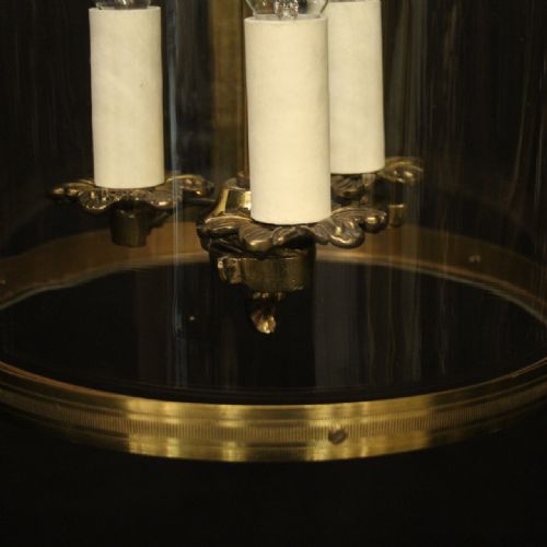 FRENCH GILDED BRASS TRIPLE LIGHT ANTIQUE LANTERN - ADDITIONAL PHOTO 8
