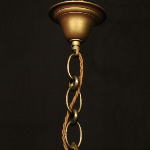 FRENCH GILDED BRASS TRIPLE LIGHT ANTIQUE LANTERN - ADDITIONAL PHOTO 9
