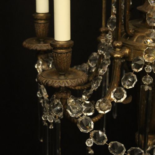 FRENCH 19TH C GILDED BRONZE 6 LIGHT ANTIQUE CHANDELIER - ADDITIONAL PHOTO 4