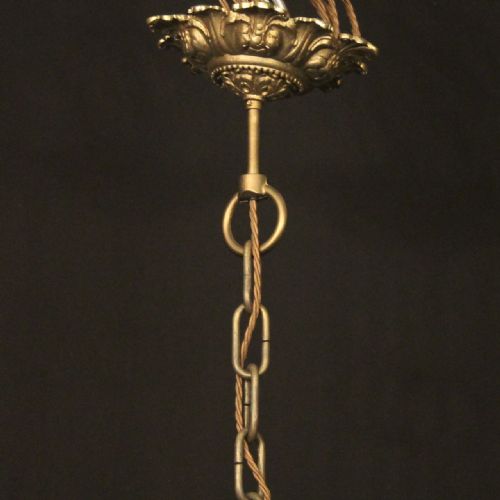 FRENCH 19TH C GILDED BRONZE 6 LIGHT ANTIQUE CHANDELIER - ADDITIONAL PHOTO 9