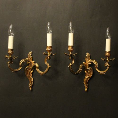 french pair of gilded antique wall lights - CATEGORY: ANTIQUE LIGHTING - DATED 1920
