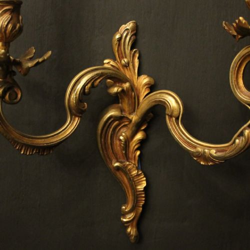 FRENCH PAIR OF GILDED ANTIQUE WALL LIGHTS - ADDITIONAL PHOTO 5