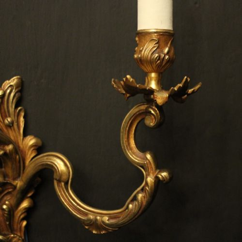 FRENCH PAIR OF GILDED ANTIQUE WALL LIGHTS - ADDITIONAL PHOTO 6