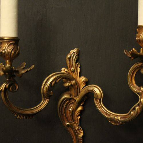 FRENCH PAIR OF GILDED ANTIQUE WALL LIGHTS - ADDITIONAL PHOTO 7