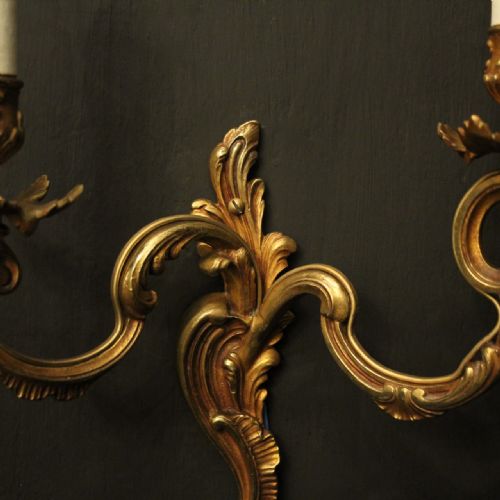 FRENCH PAIR OF GILDED ANTIQUE WALL LIGHTS - ADDITIONAL PHOTO 8