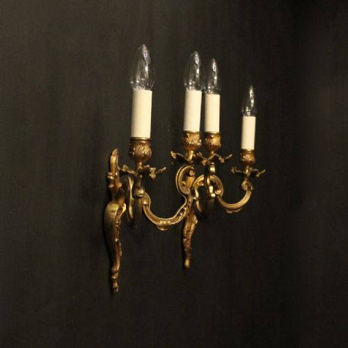 FRENCH PAIR OF GILDED ANTIQUE WALL LIGHTS - ADDITIONAL PHOTO 9