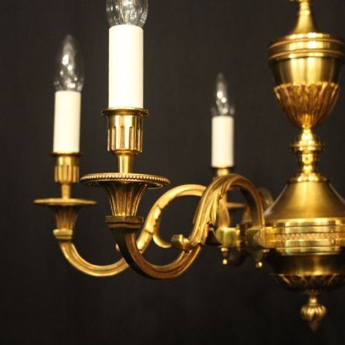 FRENCH GILDED BRONZE 6 LIGHT CHANDELIER - ADDITIONAL PHOTO 2