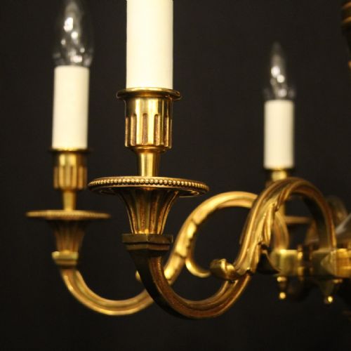 FRENCH GILDED BRONZE 6 LIGHT CHANDELIER - ADDITIONAL PHOTO 3