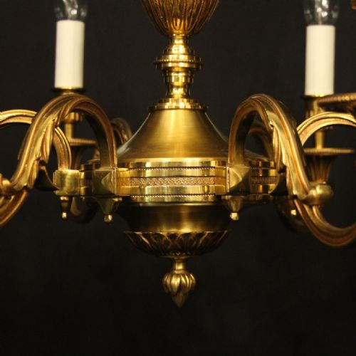 FRENCH GILDED BRONZE 6 LIGHT CHANDELIER - ADDITIONAL PHOTO 7