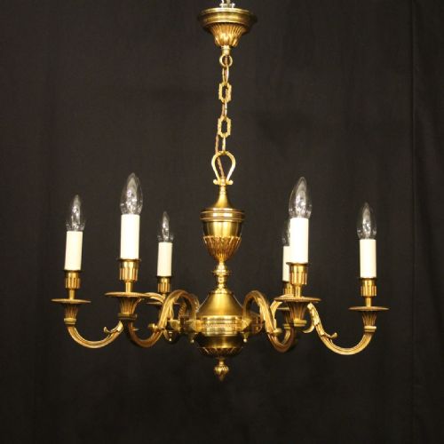 FRENCH GILDED BRONZE 6 LIGHT CHANDELIER - ADDITIONAL PHOTO 8