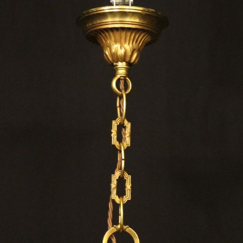 FRENCH GILDED BRONZE 6 LIGHT CHANDELIER - ADDITIONAL PHOTO 9