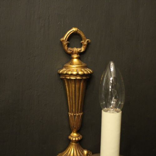 FRENCH PAIR OF GILDED BRONZE SINGLE ARM ANTIQUE WALL LIGHTS - ADDITIONAL PHOTO 2