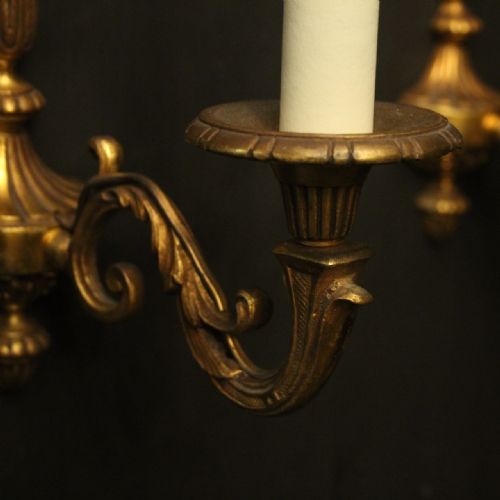 FRENCH PAIR OF GILDED BRONZE SINGLE ARM ANTIQUE WALL LIGHTS - ADDITIONAL PHOTO 4
