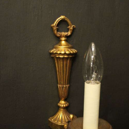 FRENCH PAIR OF GILDED BRONZE SINGLE ARM ANTIQUE WALL LIGHTS - ADDITIONAL PHOTO 6