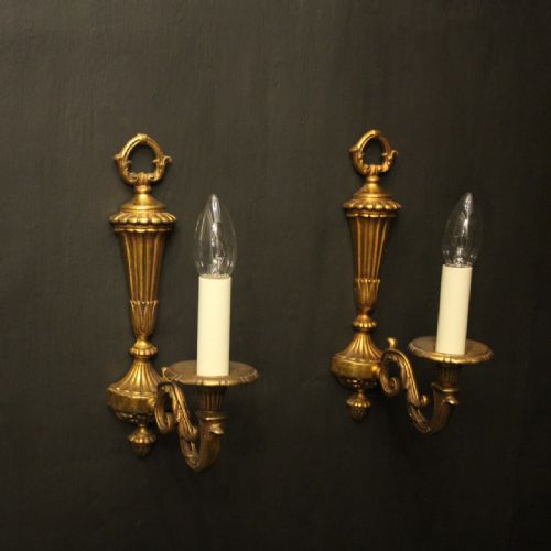 FRENCH PAIR OF GILDED BRONZE SINGLE ARM ANTIQUE WALL LIGHTS - ADDITIONAL PHOTO 8