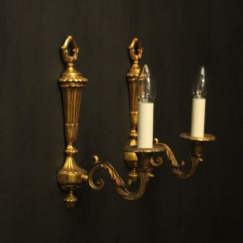 FRENCH PAIR OF GILDED BRONZE SINGLE ARM ANTIQUE WALL LIGHTS - ADDITIONAL PHOTO 9