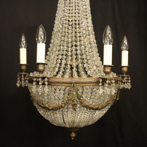 FRENCH 19TH C GILDED BRONZE 9 LIGHT ANTIQUE CHANDELIER - ADDITIONAL PHOTO 1