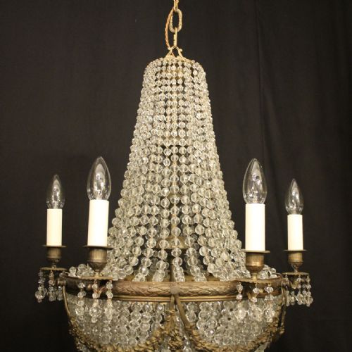 FRENCH 19TH C GILDED BRONZE 9 LIGHT ANTIQUE CHANDELIER - ADDITIONAL PHOTO 2