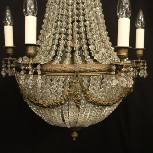FRENCH 19TH C GILDED BRONZE 9 LIGHT ANTIQUE CHANDELIER - ADDITIONAL PHOTO 3