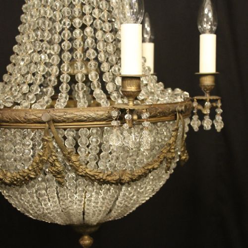 FRENCH 19TH C GILDED BRONZE 9 LIGHT ANTIQUE CHANDELIER - ADDITIONAL PHOTO 4