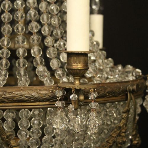 FRENCH 19TH C GILDED BRONZE 9 LIGHT ANTIQUE CHANDELIER - ADDITIONAL PHOTO 5
