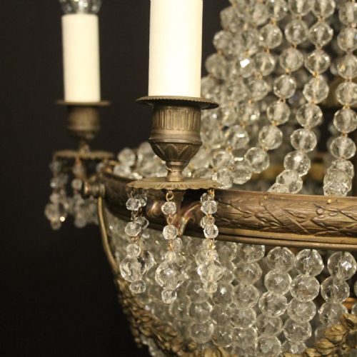 FRENCH 19TH C GILDED BRONZE 9 LIGHT ANTIQUE CHANDELIER - ADDITIONAL PHOTO 6