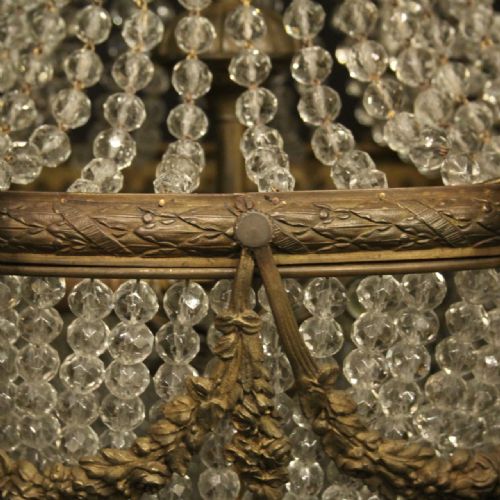 FRENCH 19TH C GILDED BRONZE 9 LIGHT ANTIQUE CHANDELIER - ADDITIONAL PHOTO 7