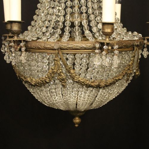 FRENCH 19TH C GILDED BRONZE 9 LIGHT ANTIQUE CHANDELIER - ADDITIONAL PHOTO 8