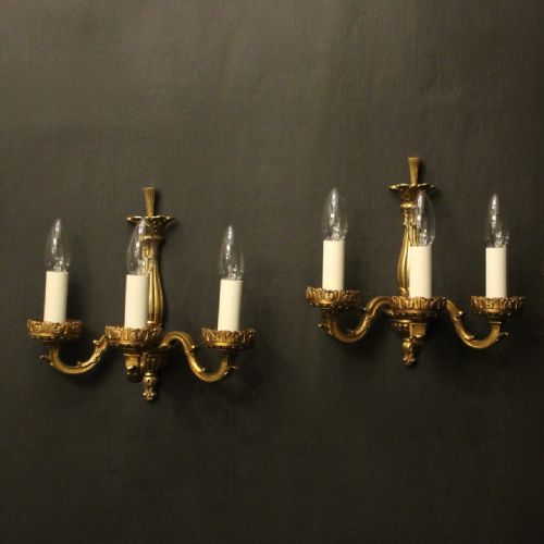 french pair of gilded bronze antique wall lights - CATEGORY: ANTIQUE LIGHTING - DATED 1920