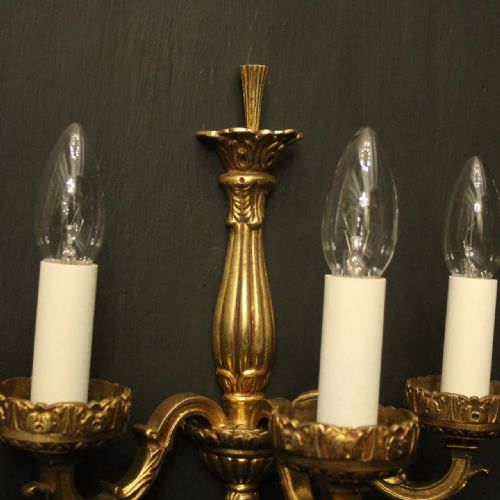 FRENCH PAIR OF GILDED BRONZE ANTIQUE WALL LIGHTS - ADDITIONAL PHOTO 2