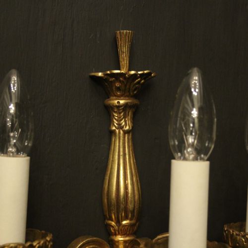 FRENCH PAIR OF GILDED BRONZE ANTIQUE WALL LIGHTS - ADDITIONAL PHOTO 3