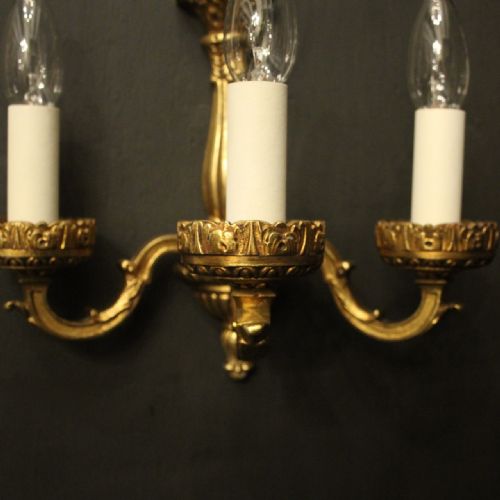 FRENCH PAIR OF GILDED BRONZE ANTIQUE WALL LIGHTS - ADDITIONAL PHOTO 4