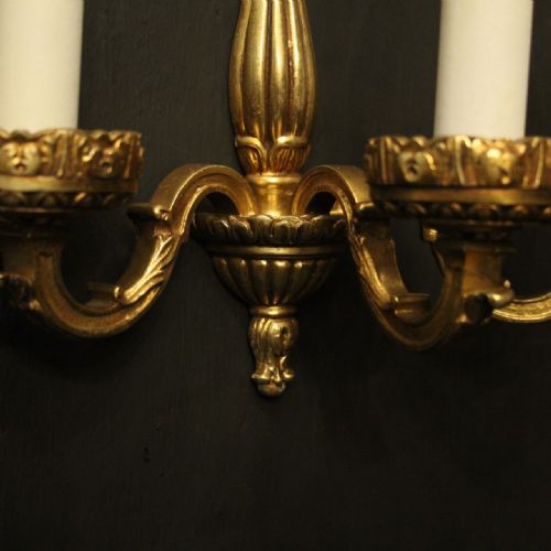 FRENCH PAIR OF GILDED BRONZE ANTIQUE WALL LIGHTS - ADDITIONAL PHOTO 7