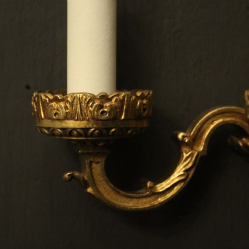 FRENCH PAIR OF GILDED BRONZE ANTIQUE WALL LIGHTS - ADDITIONAL PHOTO 8