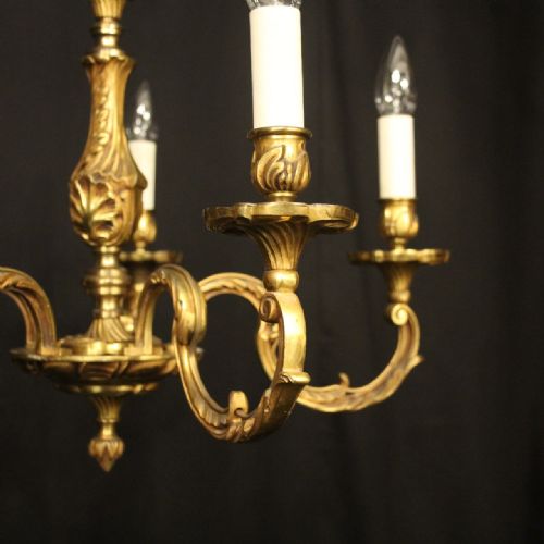 FRENCH GILDED BRONZE 5 LIGHT ANTIQUE CHANDELIER - ADDITIONAL PHOTO 1