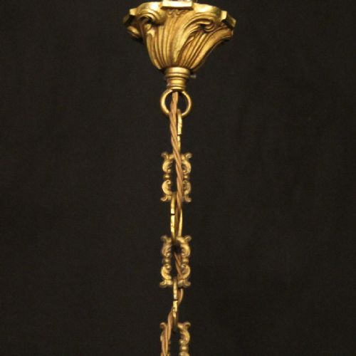 FRENCH GILDED BRONZE 5 LIGHT ANTIQUE CHANDELIER - ADDITIONAL PHOTO 9